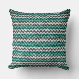 Turquoise wit Chevron Stripes patroon Kussen