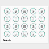 Turquoise Wit en Zilver Uw Logo Hier Sjabloon Ronde Sticker (Vel)