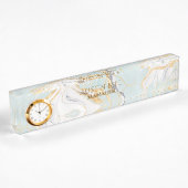 Turquoise wit goud marmer gepersonaliseerd naambordje