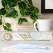 Turquoise wit goud marmer gepersonaliseerd naambordje