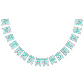 Turquoise, Wit Grijs 🐘 Elephant Baby Welkom Vlaggetjes (Alle)