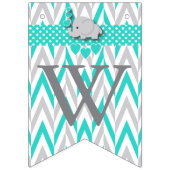 Turquoise, Wit Grijs 🐘 Elephant Baby Welkom Vlaggetjes (Derde vlag)