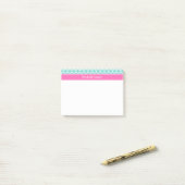 Turquoise Wit Marokkaans #5 Heet Roze2 Naam Monogr Post-it® Notes (Op bureau)