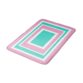 Turquoise Wit Roze Geometrisch Badmat