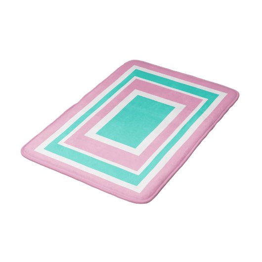 Turquoise Wit Roze Geometrisch Badmat (Gekanteld)