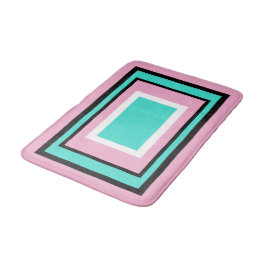 Turquoise Wit Roze Zwart Geometrisch Badmat