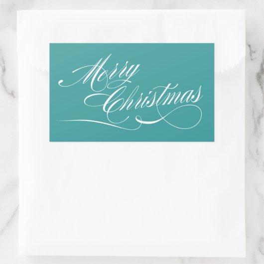 Turquoise Wit Script Merry Christmas Stickers (Tas)