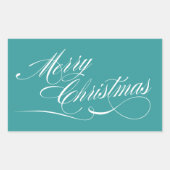 Turquoise Wit Script Merry Christmas Stickers (Voorkant)