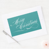 Turquoise Wit Script Merry Christmas Stickers (Envelop)