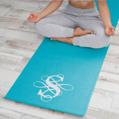 Turquoise & Wit Swirly Initiaal Monogram Yogamat