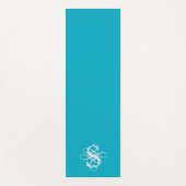 Turquoise & Wit Swirly Initiaal Monogram Yogamat (Voorkant)