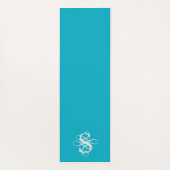 Turquoise & Wit Swirly Initiaal Monogram Yogamat (Achterkant)