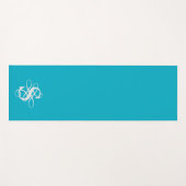 Turquoise & Wit Swirly Initiaal Monogram Yogamat (Voorkant (horizontaal))