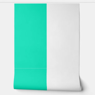 Turquoise Wit Verticaal Groot Streepjespatroon Behang