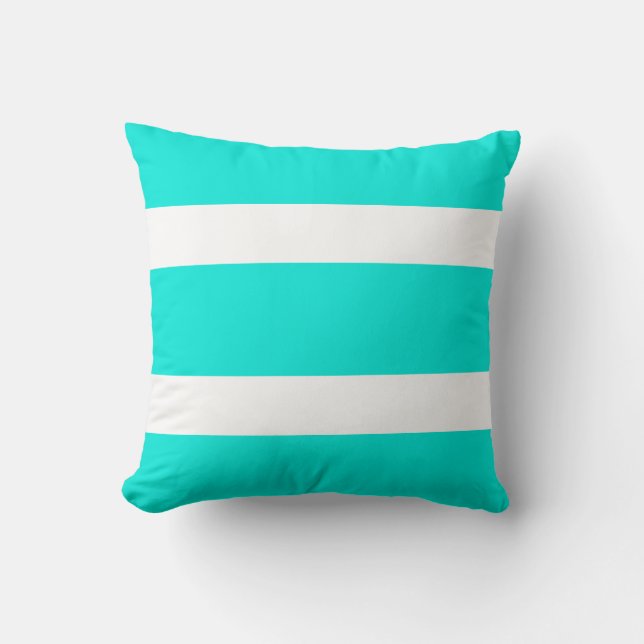 Turquoise & Wit Vetgedrukte Gestreepte Accent Kuss Kussen (Voorkant)