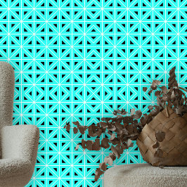 Turquoise Wit Zwart Tessellations Geometrisch Behang