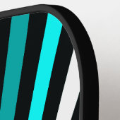 Turquoise Wit Zwart witte strepen Pickleball Paddle (Links Detail)