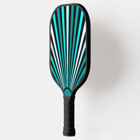 Turquoise Wit Zwart witte strepen Pickleball Paddle (Links)