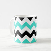 Turquoise Wit Zwart Zigzag Koffiemok (Voorkant links)