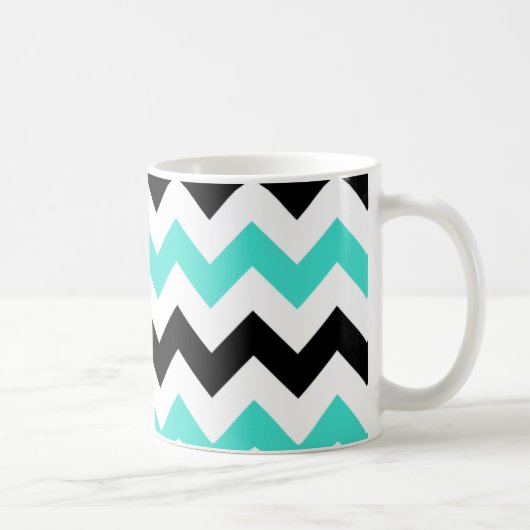 Turquoise Wit Zwart Zigzag Koffiemok (Rechts)