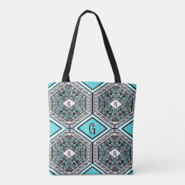 Turquoise, Wit & Zwarte Tribale Tassen Tas