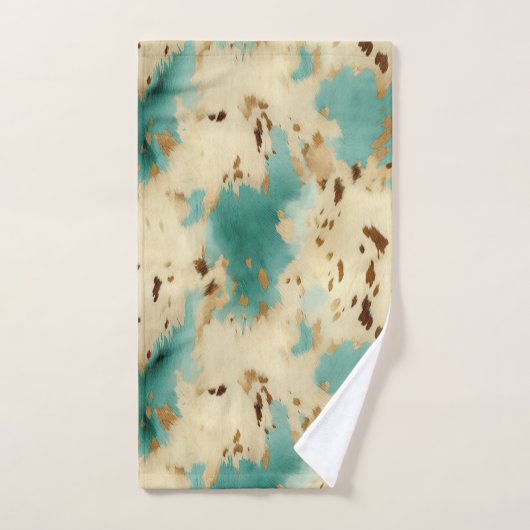 Turquoise witgouden Koeienhuid Bad Handdoek (Handdoek)
