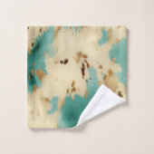 Turquoise witgouden Koeienhuid Bad Handdoek (Wasdoekje)
