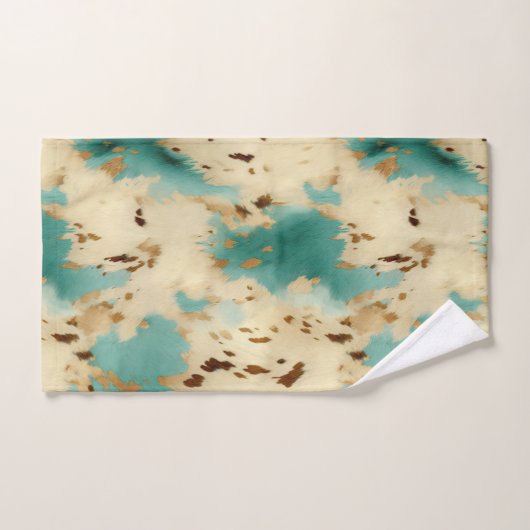 Turquoise witgouden Koeienhuid Bad Handdoek (Handdoek)