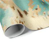 Turquoise witgouden Koeienhuid Cadeaupapier (Rol Hoek)