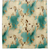 Turquoise witgouden Koeienhuid Douchegordijn (Voorkant)