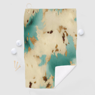 Turquoise witgouden Koeienhuid Golfhanddoek