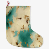 Turquoise witgouden Koeienhuid Grote Kerstsok (Voorkant)