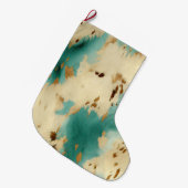 Turquoise witgouden Koeienhuid Grote Kerstsok (Voorkant (Hangend))