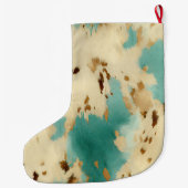 Turquoise witgouden Koeienhuid Grote Kerstsok (Achterkant)
