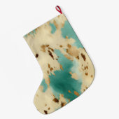 Turquoise witgouden Koeienhuid Grote Kerstsok (Achterkant (Hangend))