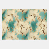 Turquoise witgouden Koeienhuid Inpakpapier Vel (Voorkant)