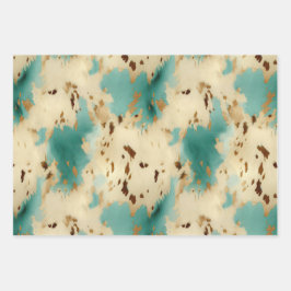 Turquoise witgouden Koeienhuid Inpakpapier Vel