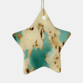Turquoise witgouden Koeienhuid Keramisch Ornament (Rechts)