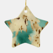 Turquoise witgouden Koeienhuid Keramisch Ornament (Voorkant)