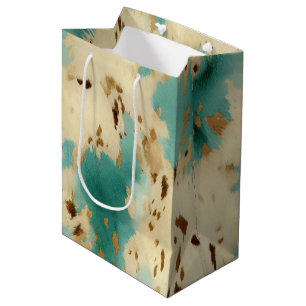 Turquoise witgouden Koeienhuid Medium Cadeauzakje