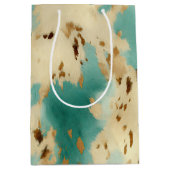 Turquoise witgouden Koeienhuid Medium Cadeauzakje (Voorkant)