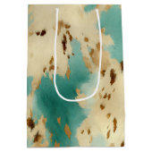 Turquoise witgouden Koeienhuid Medium Cadeauzakje (Achterkant)