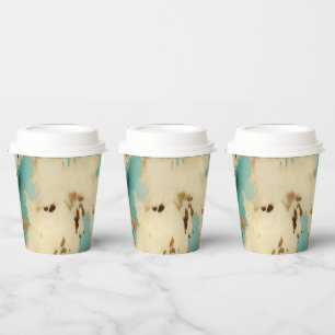 Turquoise witgouden Koeienhuid Papieren Bekers