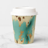 Turquoise witgouden Koeienhuid Papieren Bekers (Achterkant)