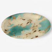 Turquoise witgouden Koeienhuid Papieren Bordje (Gekanteld)