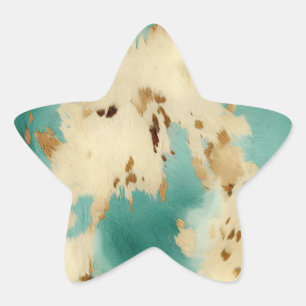 Turquoise witgouden Koeienhuid Ster Sticker