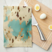 Turquoise witgouden Koeienhuid Theedoek (Quarter Fold)