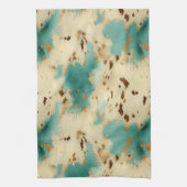Turquoise witgouden Koeienhuid Theedoek (Verticaal)
