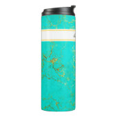 Turquoise with Gold Veins Stone Pattern and Name Thermosbeker (Gedraaid links)