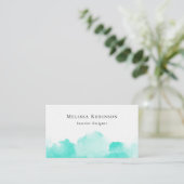 Turquoise & Witte Abstracte Chic Waterverf QR Code Visitekaartje (Staand voorkant)